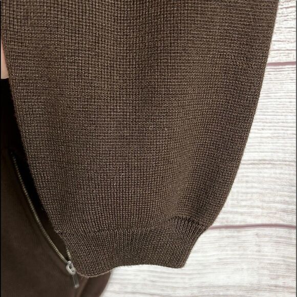 New BELFORD 1/4 Zip Sweater Pullover Kangaroo Pocket Brown Cotton Mock Neck M - Picture 7 of 12